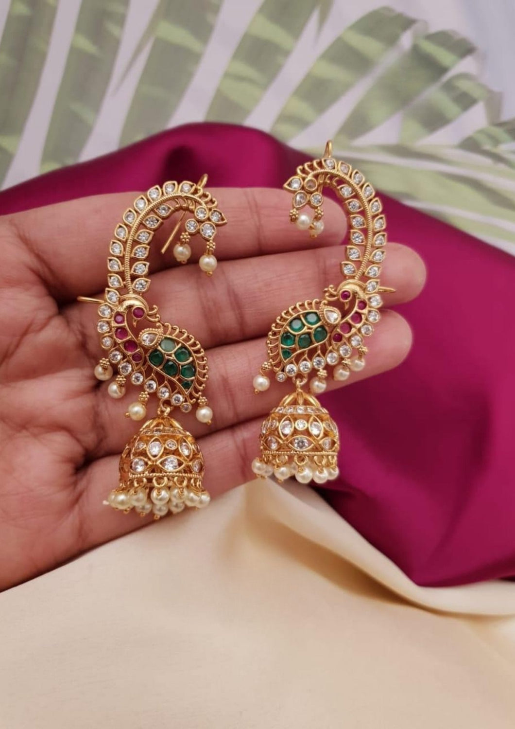 Kundan & Beads Jhumka Set